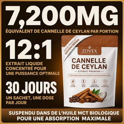 Cannelle de Ceylan 7200 mg équivalent avec huile MCT