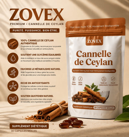 Cannelle de Ceylan 7200 mg équivalent avec huile MCT