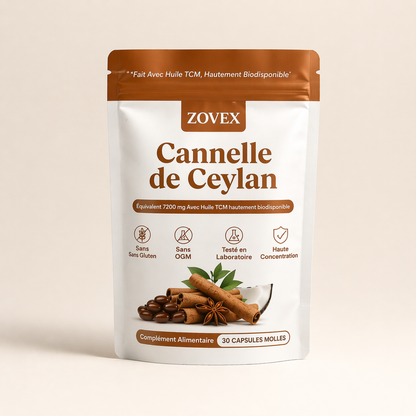 Cannelle de Ceylan 7200 mg équivalent avec huile MCT