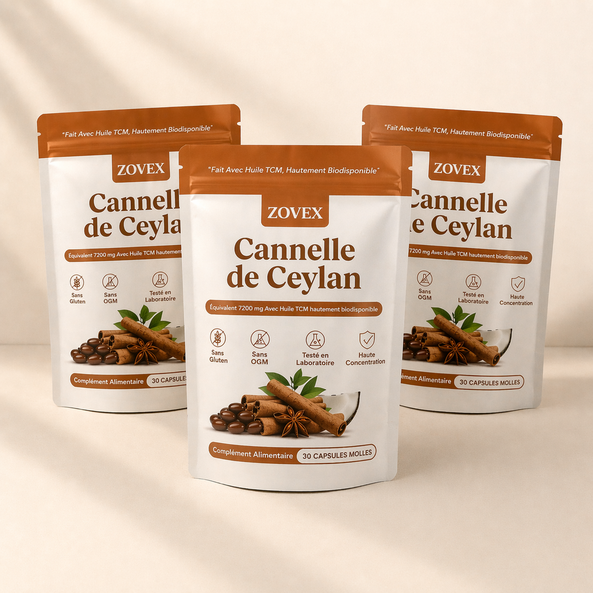 Cannelle de Ceylan 7200 mg équivalent avec huile MCT